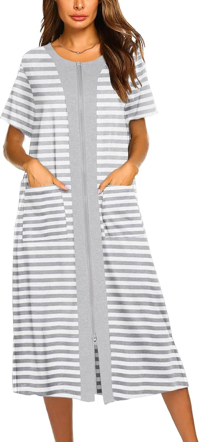 Ekouaer Women's Robe - Comfortable Zipper Front Nightgown with Pockets - Don’t Miss the 34% Discount!