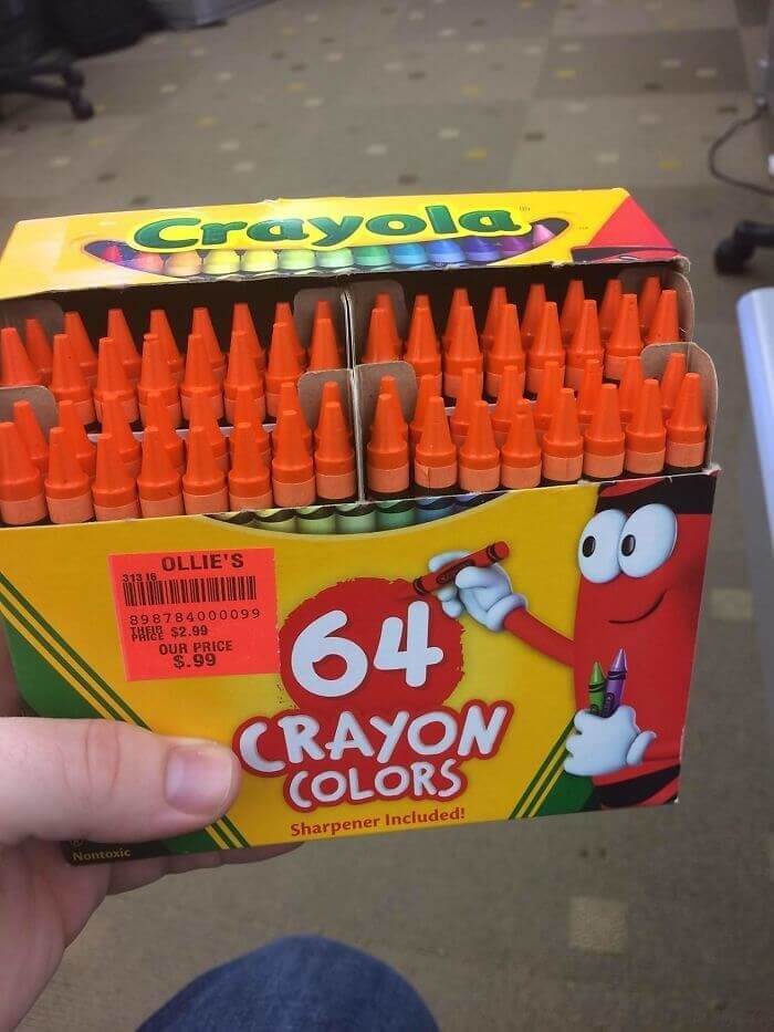 A Box With 64 Crayons Of The Same Color