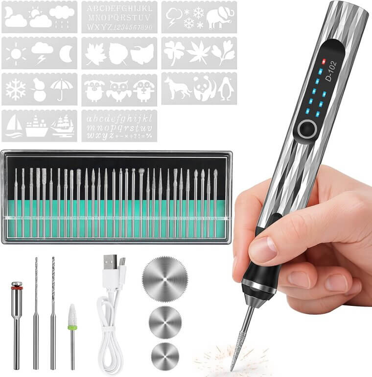 Electric Engraving Pen with 37 Bits - Perfect for DIY & Gifts - Now 75% Off!