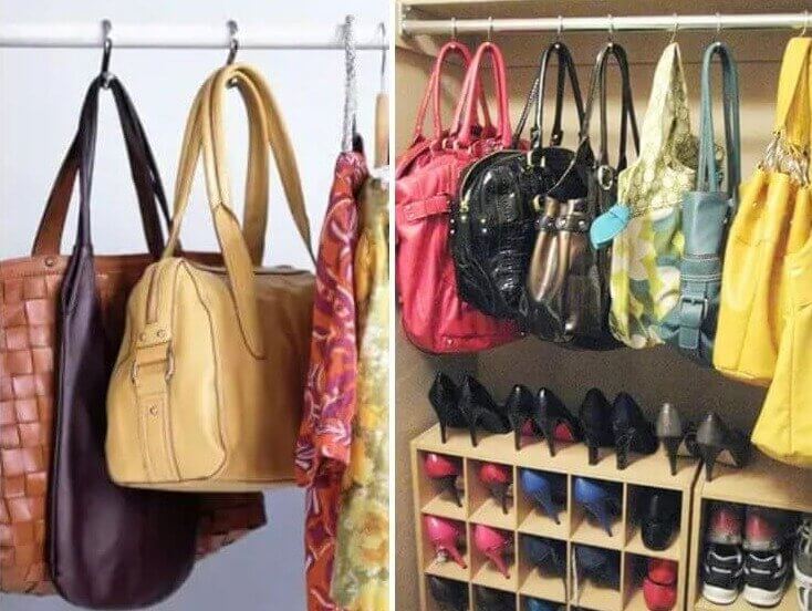 シャワーのカーテンフックで財布を整理整頓する