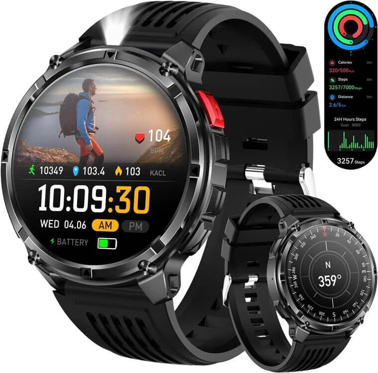 Mens Military Sport Smart Watch - Adventure-Ready & Feature-Packed - Now 20% Off!