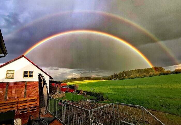 A Double Rainbow Above the Fields