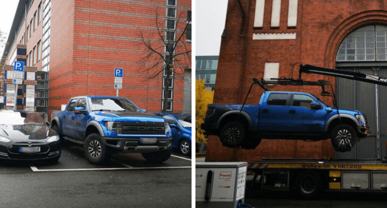 電気チャージングステーションをブロックした男性