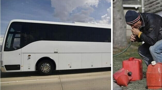 ガソリンを盗もうとした馬鹿な人