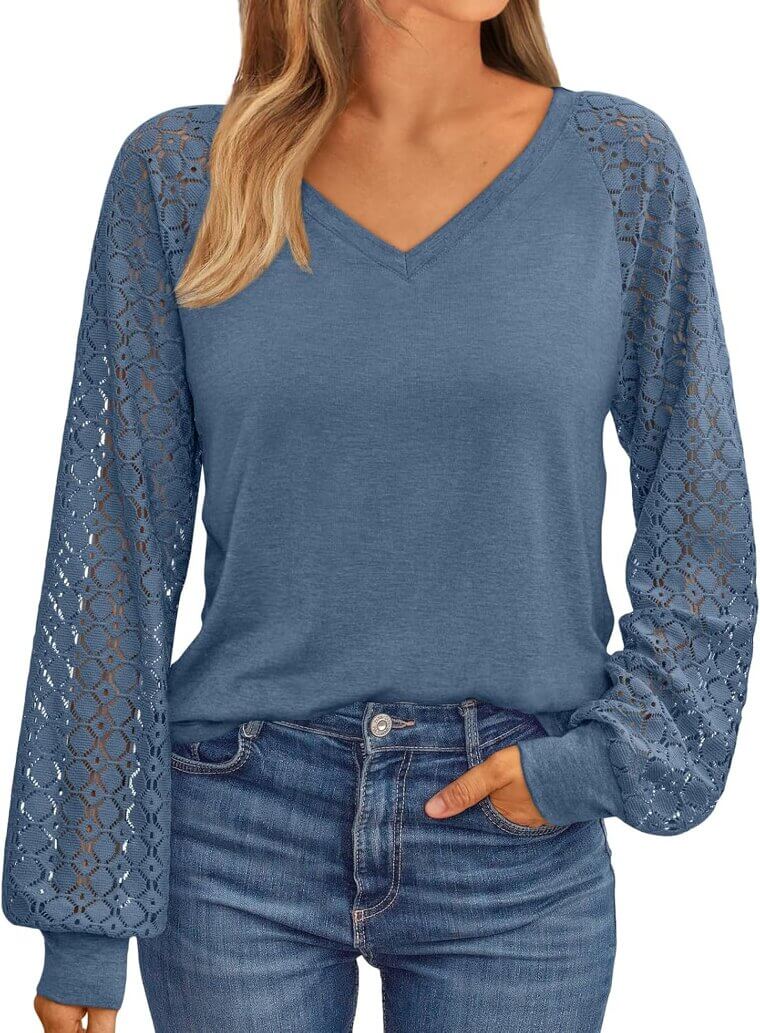 AUTOMET Lace V-Neck Blouse - Perfect for Fall Fashion - Now 33% Off!
