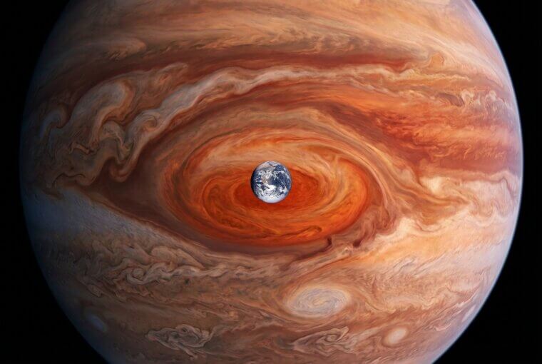 Earth vs. Jupiter's Giant Storm