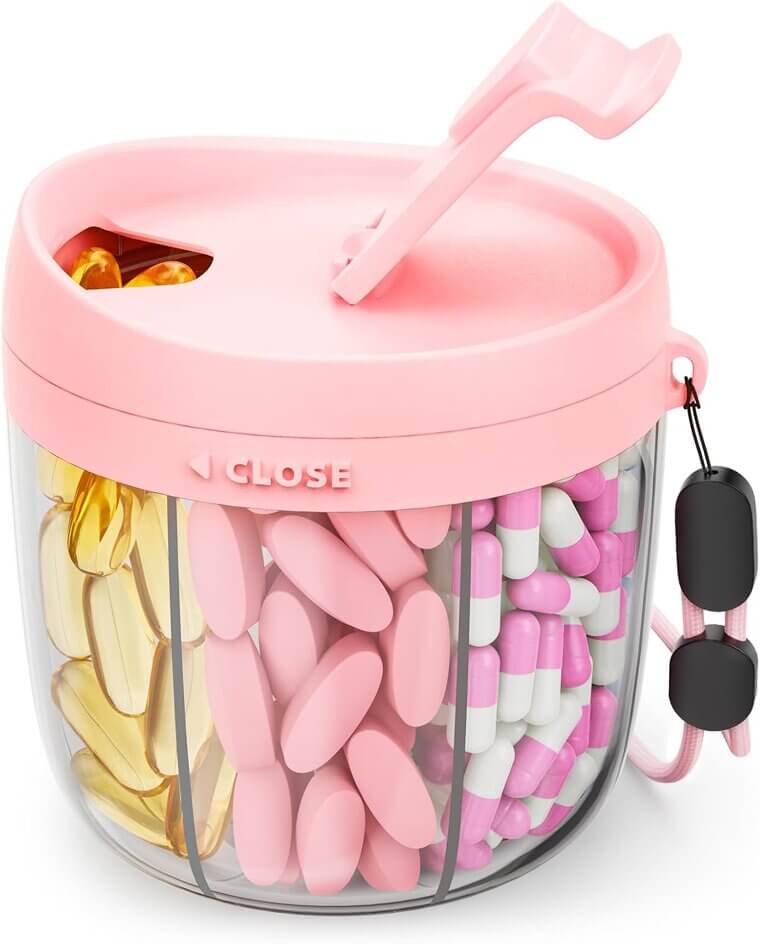 Cute Pill Dispenser with Large Compartments - Travel-Friendly Organizer - Don’t Miss the 22% Discount!