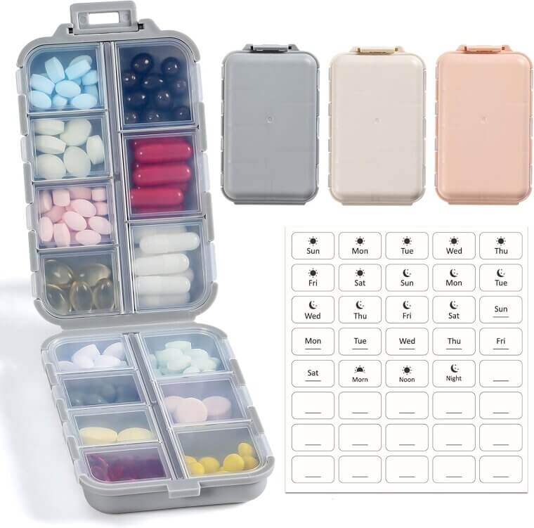 LANDNEOO Pill Organizer: 14-Grid Travel Medication Holder, 3-Pack - 22% Off!