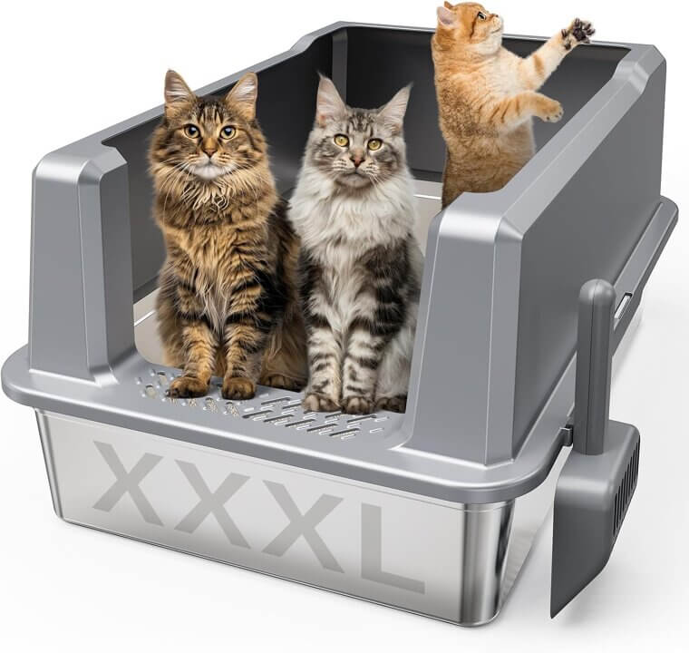 XXL Steel Litter Box for Big Cats - Easy Clean 
