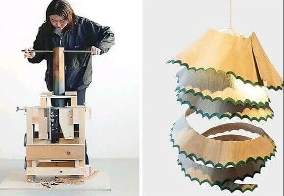 An Artist Uses Giant Pencil Shavings To Create Lamps