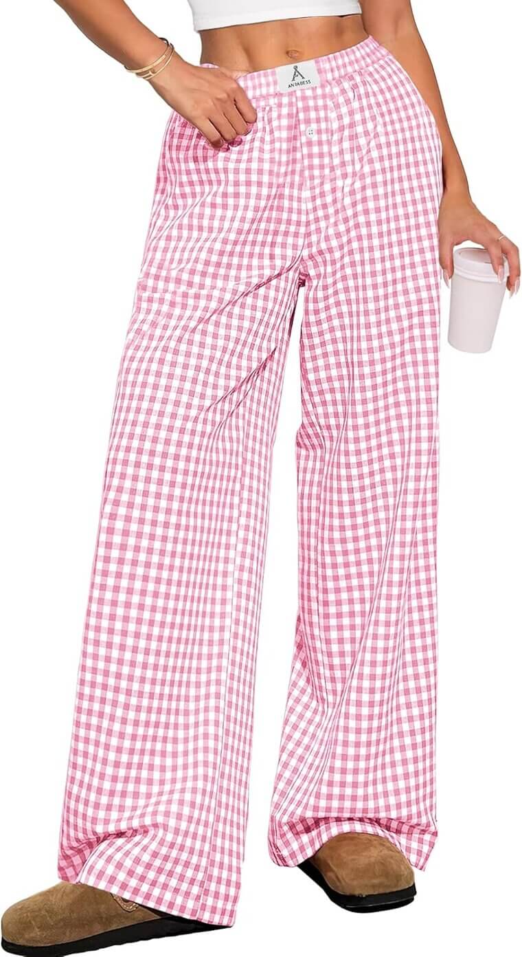 ANRABESS Striped Gingham Pants - Comfy PJ Bottoms with Pockets - Now 43% Off!