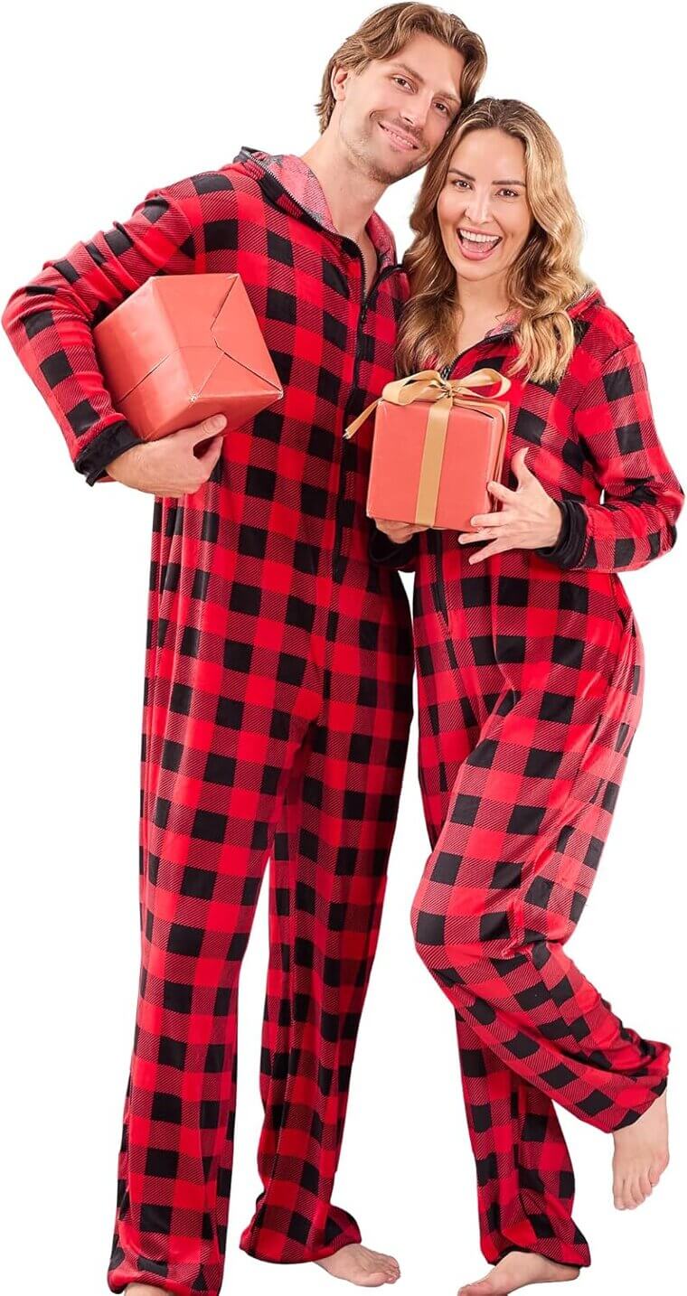 Matching Plaid Onesie PJs - Cozy Couples Fun - Don’t Miss the 42% Discount!
