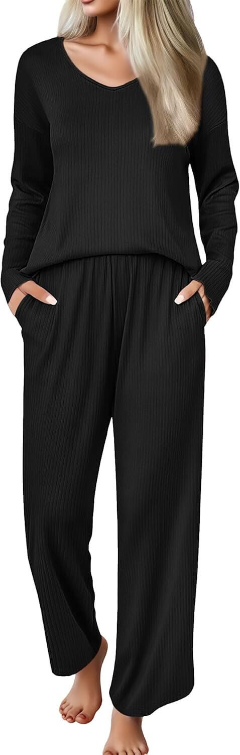 Ekouaer Pajama Set - Cozy Ribbed Knit Sleepwear for Women - Don’t Miss the 55% Discount!