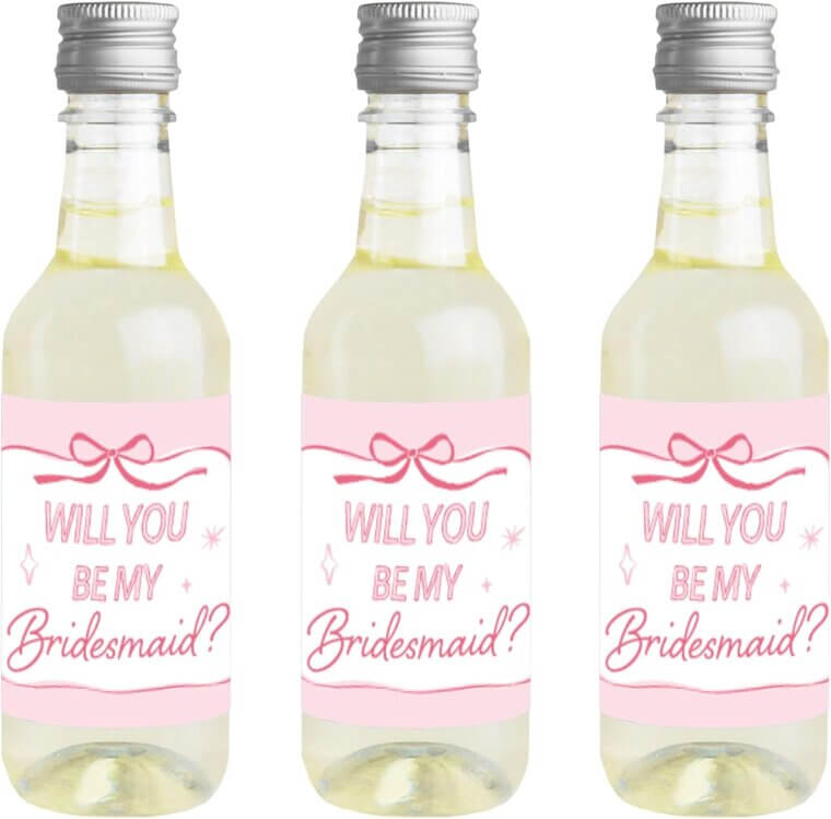 Bridesmaid Bottle Stickers: Fun Mini Wine Labels for Your Wedding Party - Now 14% Off!