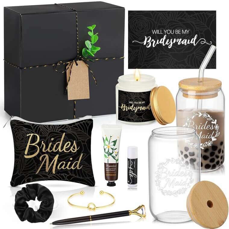 Bridesmaid Proposal Gift Set - 14 Pcs of Elegant Wedding Keepsakes 
