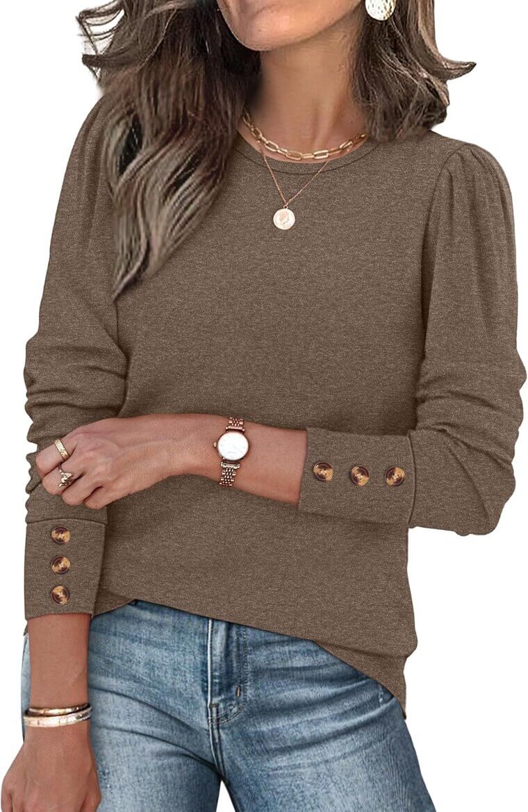 OFEEFAN Women's Blouse - Stylish Puff Sleeve Top 