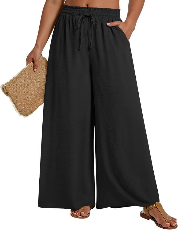 Plus Size Palazzo Pants - Comfort Meets Style with Handy Pockets 