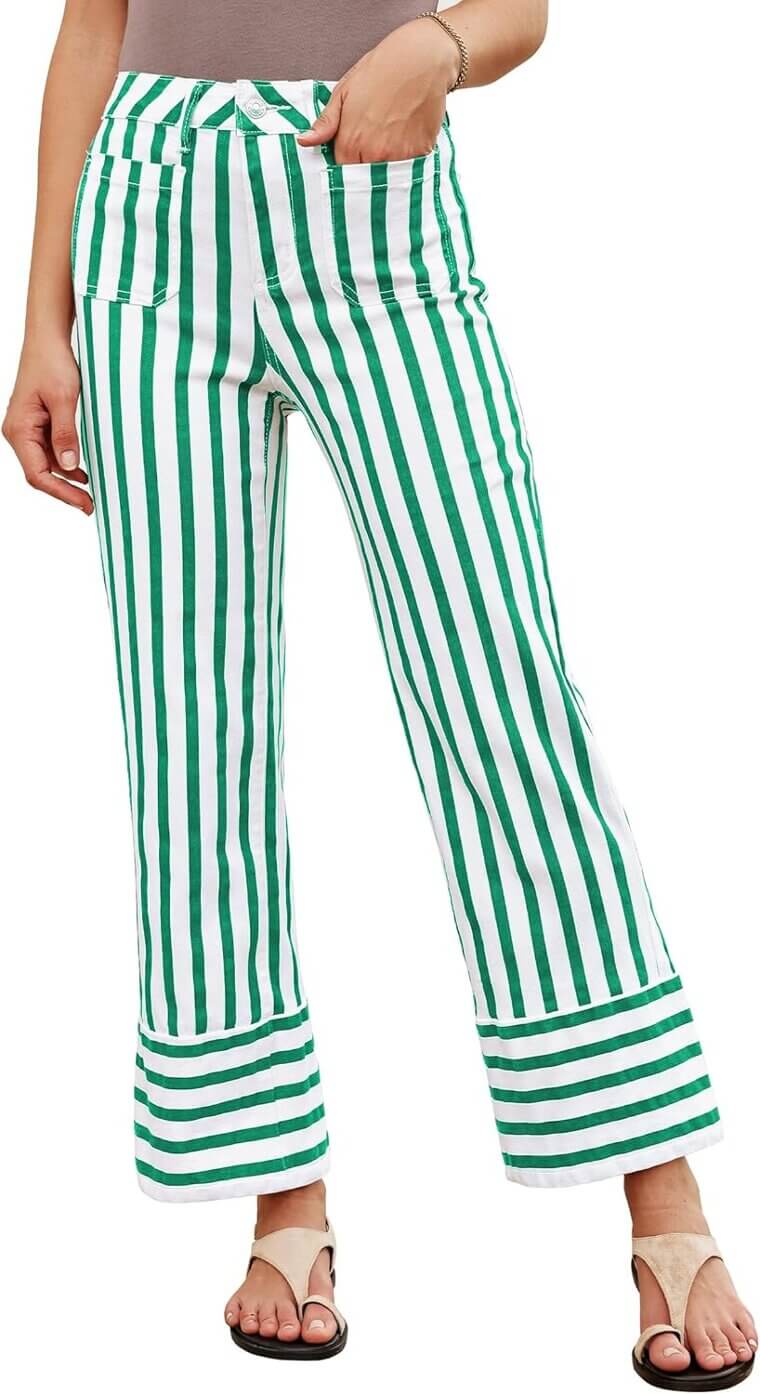 Luvamia Striped Jeans - Trendy Wide Leg Denim for Any Occasion! 