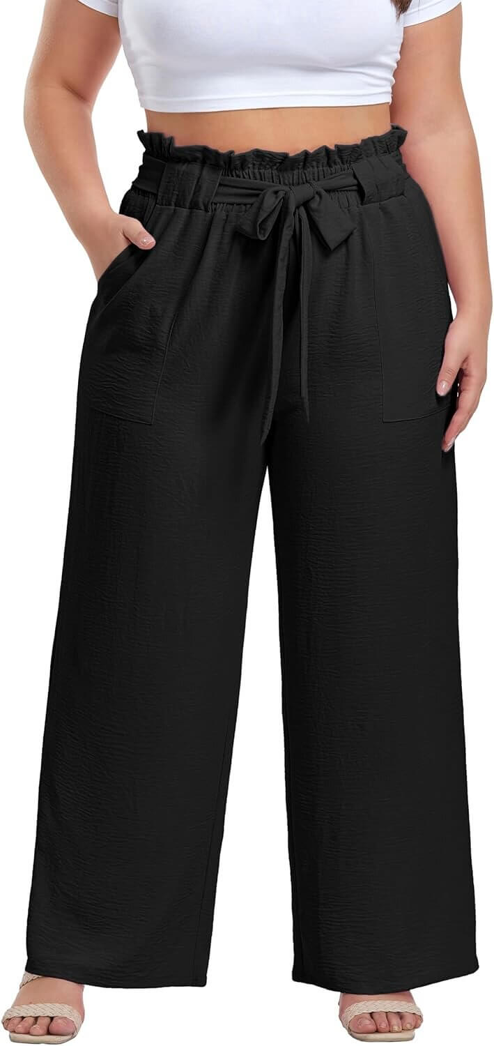 OLRIK Plus Pants: Stylish Wide Leg Comfort with Pockets - 23% Off!