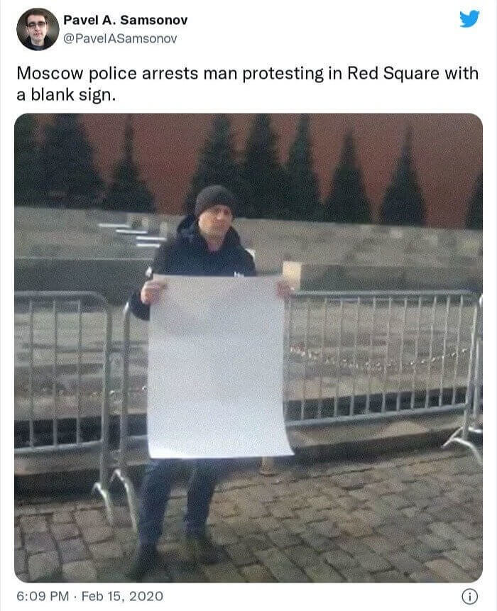 Getting Arrested For Protesting With A Blank Sign