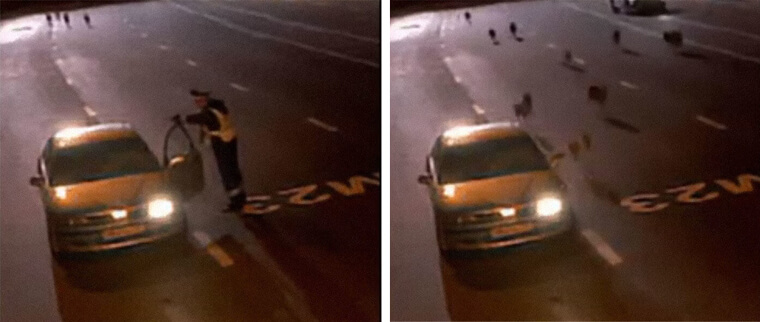 Russian Cop Chased By Wolves in the Middle of the Road