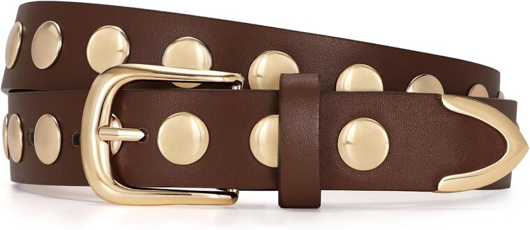 JASGOOD Studded Leather Belt - Perfect for Jeans, Pants, Dresses - Don’t Miss the 22% Discount!