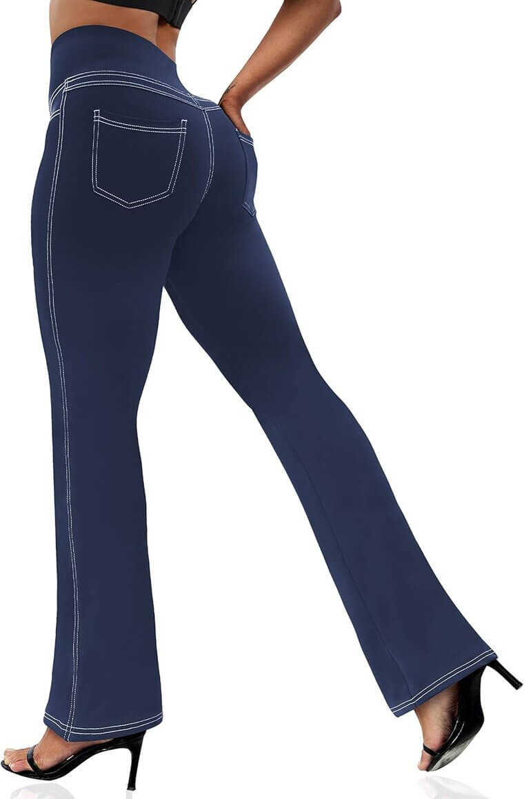 VOOVEEYA Bootcut Leggings: Flare Yoga Pants with Tummy Control & Pockets 