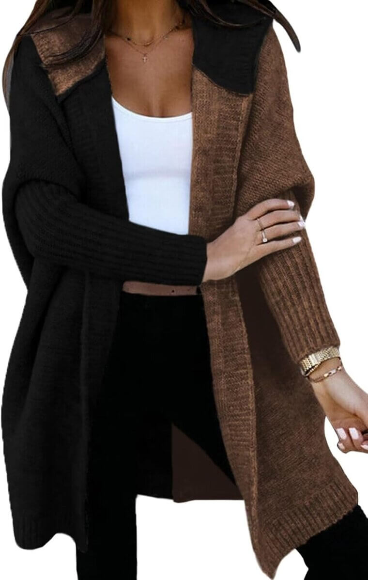 Astylish Hooded Cardigan - Cozy Color Block Sweater for Fall - Enjoy 21% Off!