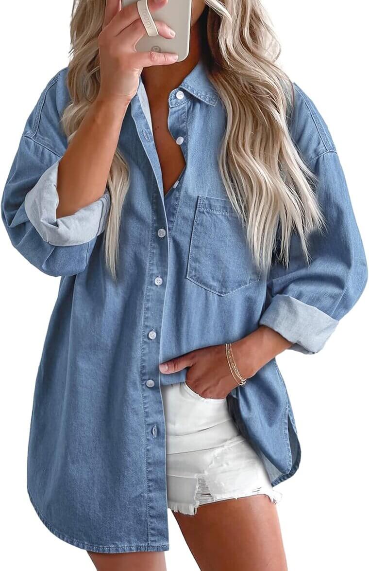 Astylish Denim Blouse - Perfect for Casual Chic Look - Now 5% Off!