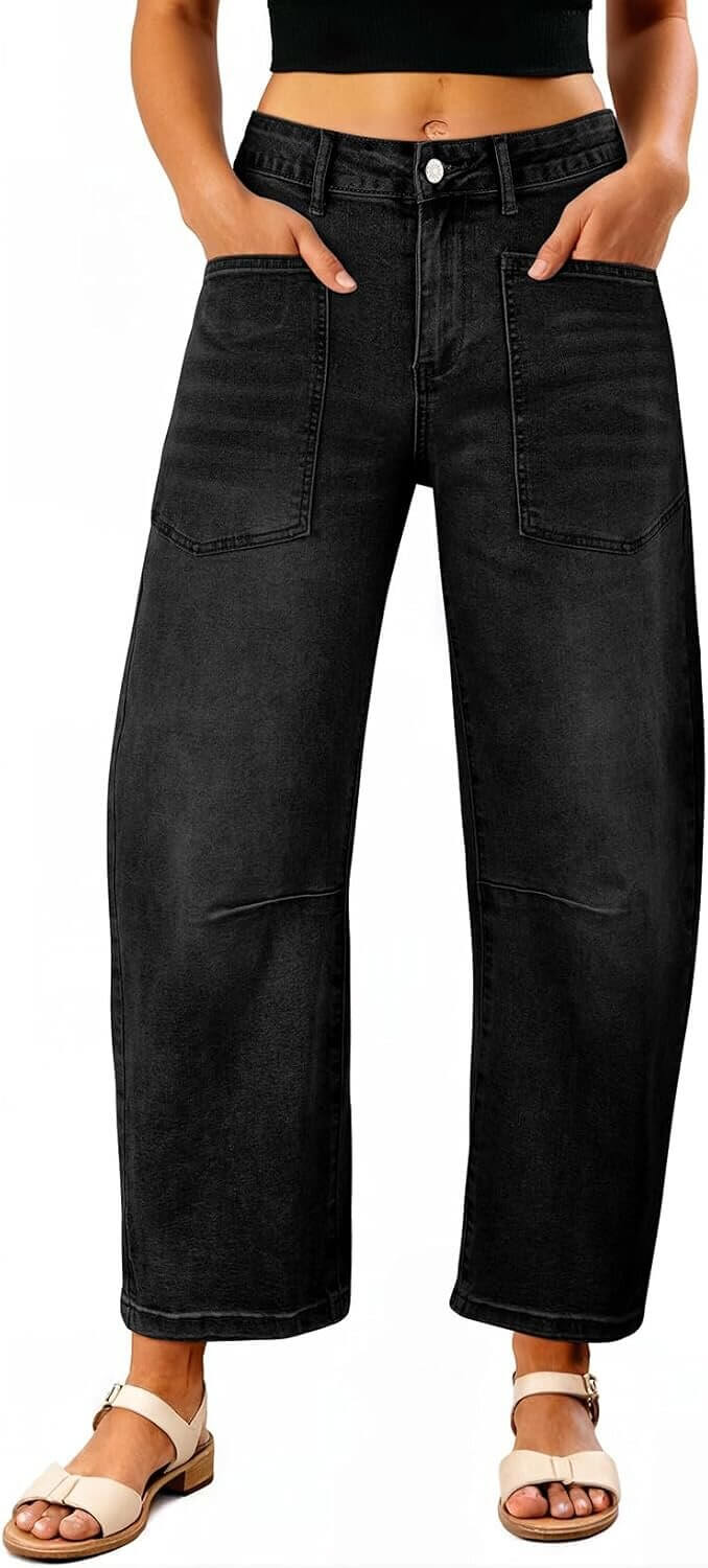 EVALESS Baggy Barrel Jeans - High Waisted Wide Leg Denim for Effortless Style - Now 28% Off!