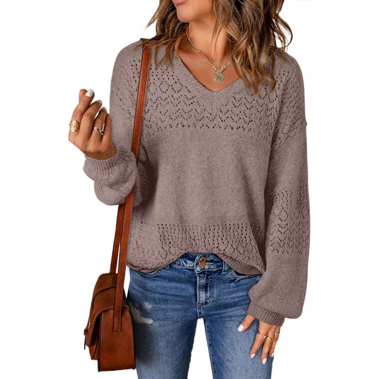 SHEWIN V Neck Sweater - Casual, Trendy, and Lightweight - Now 22% Off!