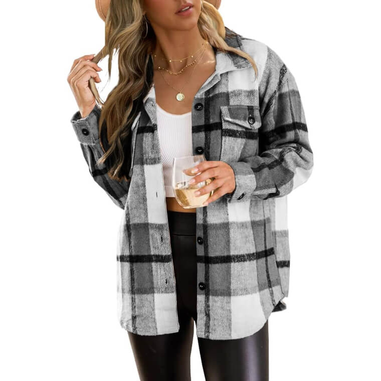 Trendy Queen Flannel Shacket - Perfect for Fall & Winter