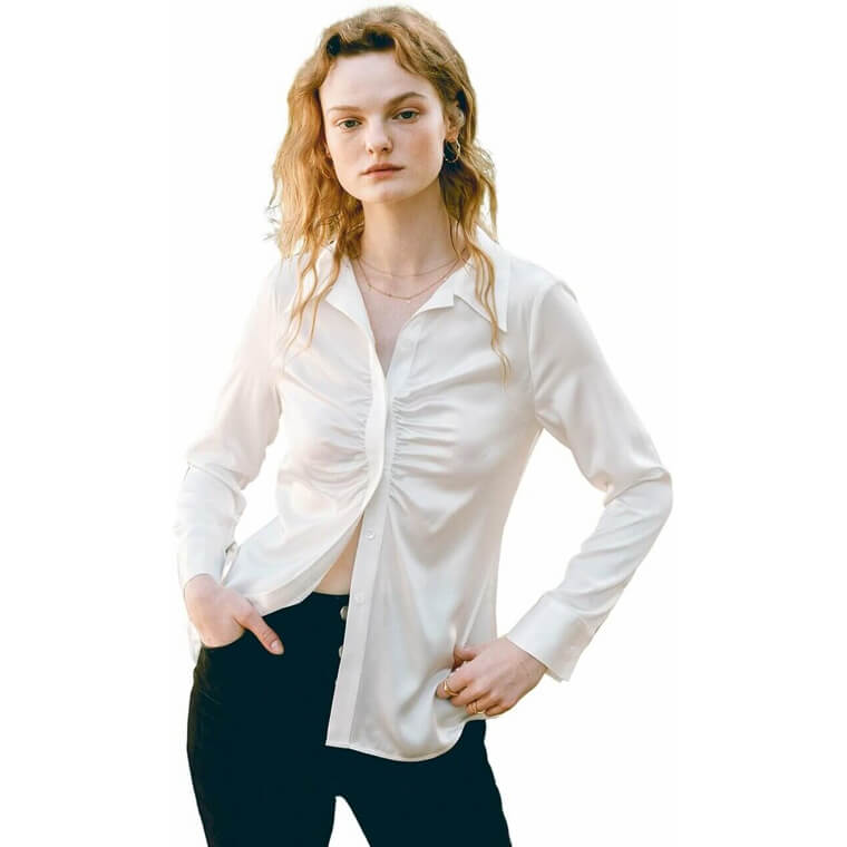 COLD POSH Silk Blouses - Elegant Long Sleeve Tops for Women