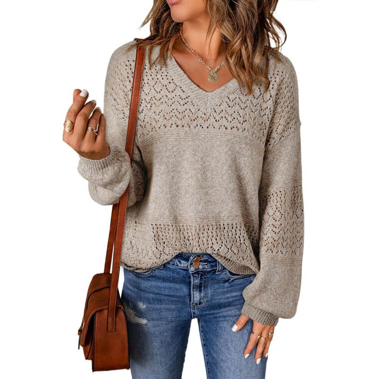 SHEWIN Crochet Sweater - Perfect for Fall Fashion - Now 22% Off!