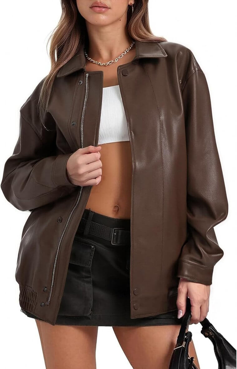 Moreone Leather Jacket - Oversized Style with Vintage Vibe 