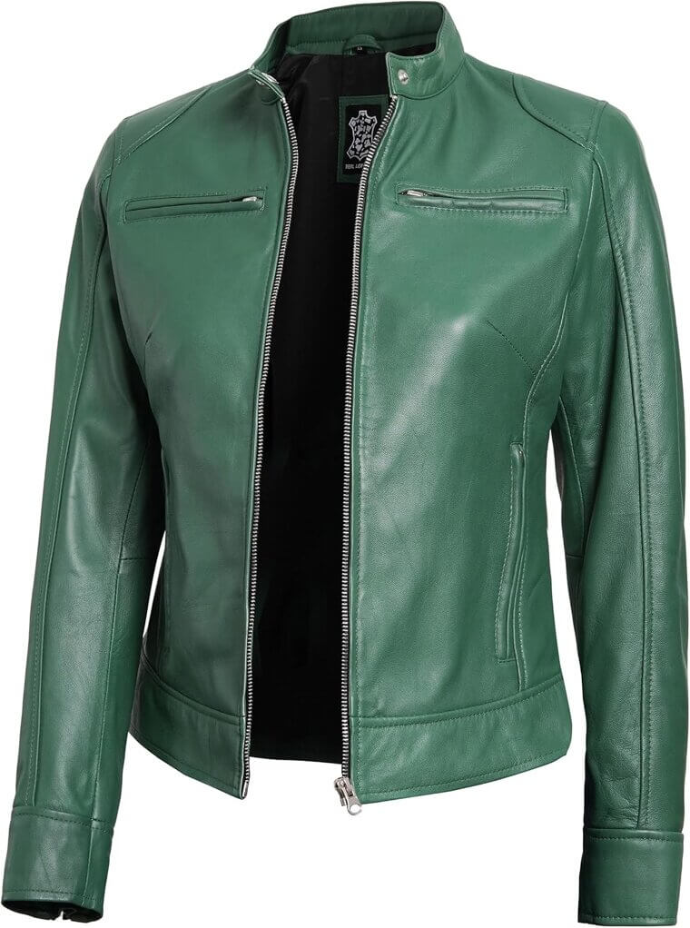 Decrum Leather Jacket - Stylish Cafe Racer for Women 
