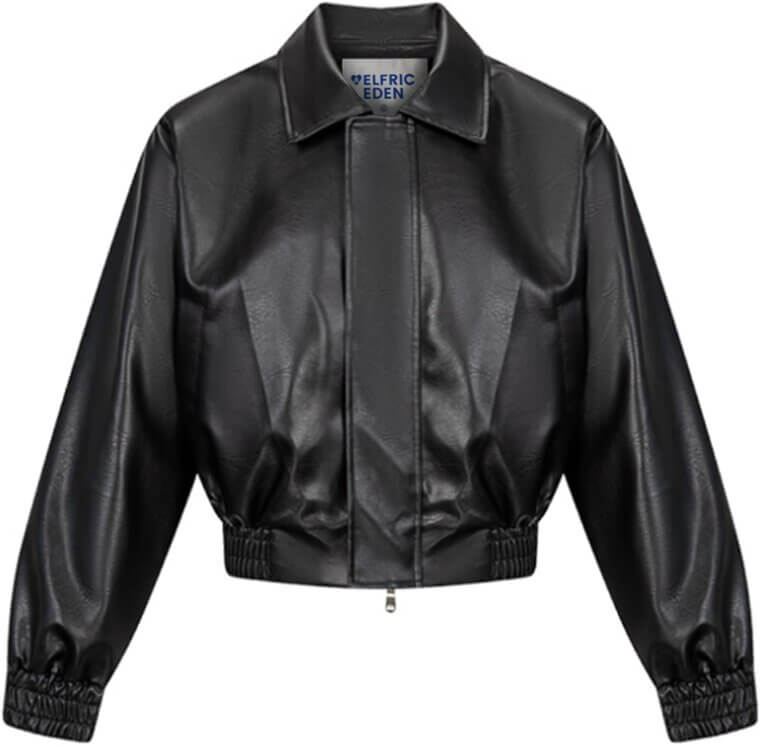 Aelfric Eden Cropped Leather Jacket - Trendy Y2K Style 