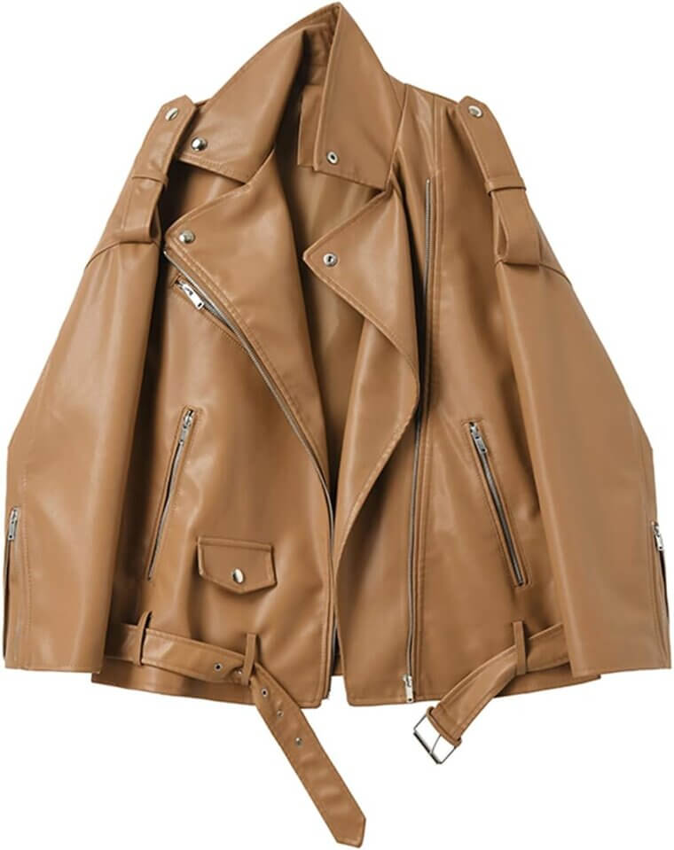 Faux Leather Moto Jacket for Trendy Women - Effortless Style 