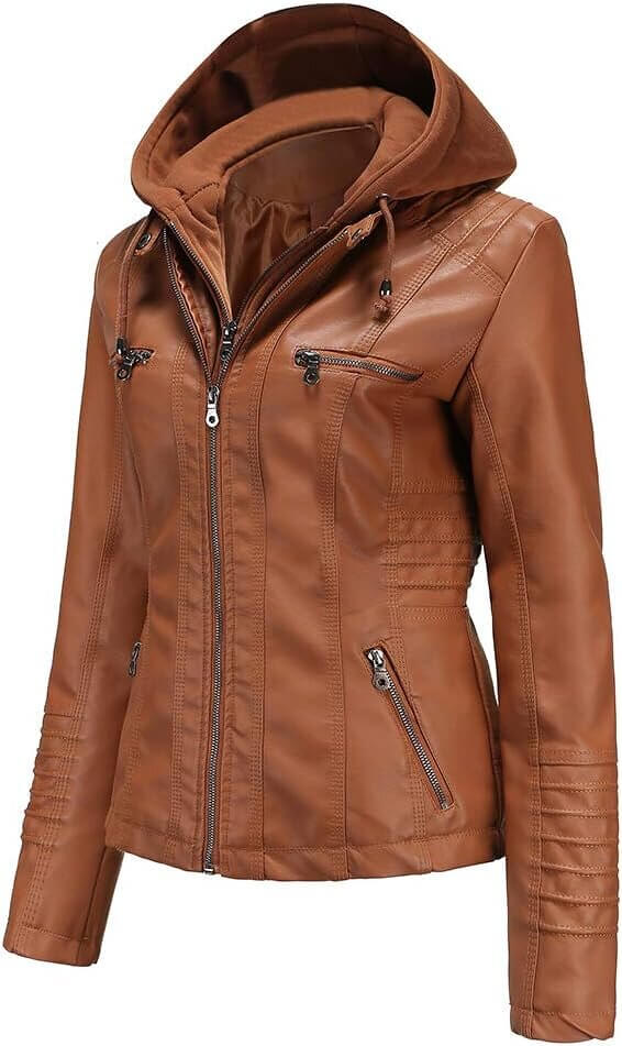 Tagoo Leather Jacket - Stylish Biker Coat with Removable Hood - Don’t Miss the 17% Discount!