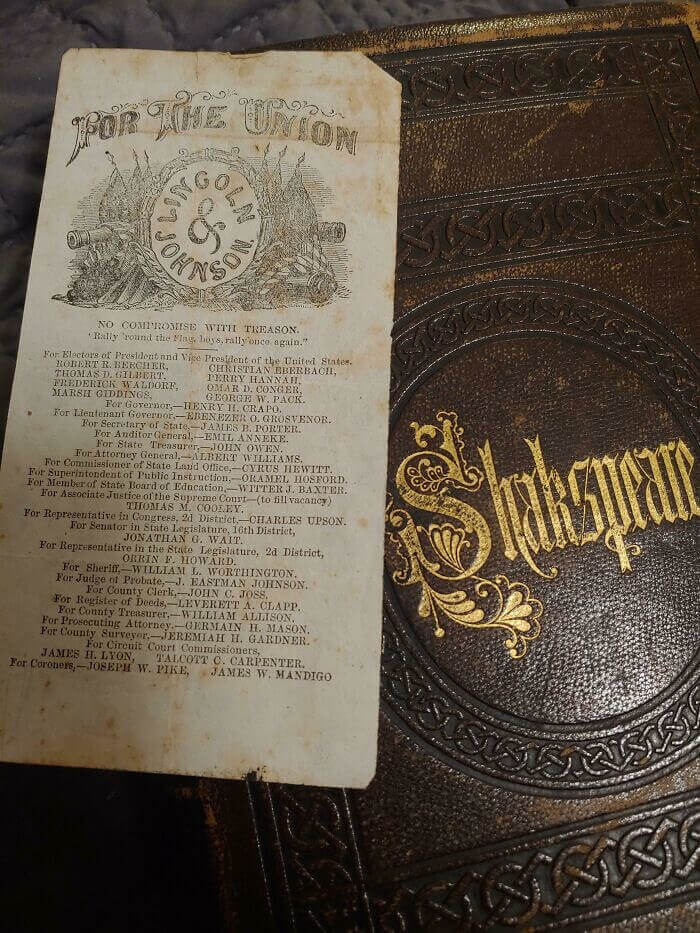 A Voting Ticket From The Civil War Used As A Bookmark