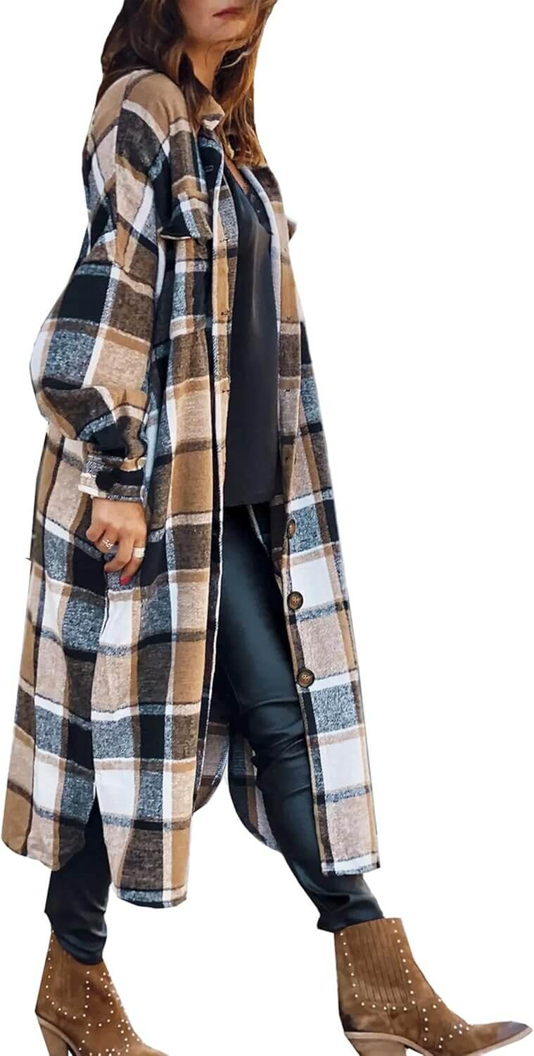 SKIKYAN Flannel Shacket - Cozy Fall Style - Don’t Miss the 33% Discount!