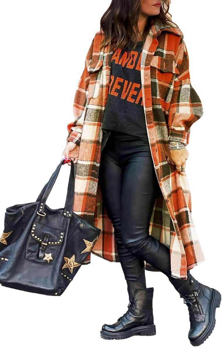 UANEO Plaid Coat - Stylish Fall Essential for Effortless Chic 