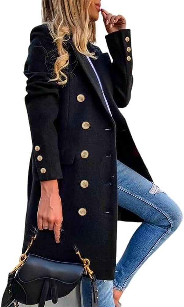 IDEALSANXUN Wool Peacoat - Cozy Double Breasted Style - 20% Off!