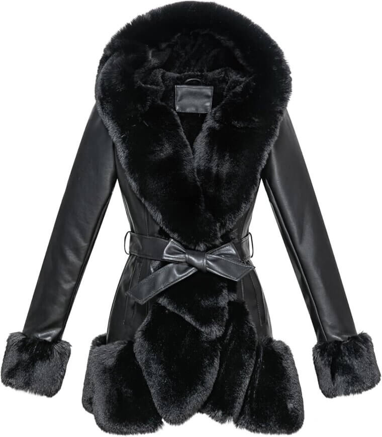 GRAN ORIENTE Faux Leather Coat - Stylish Warmth with Fur Lining 