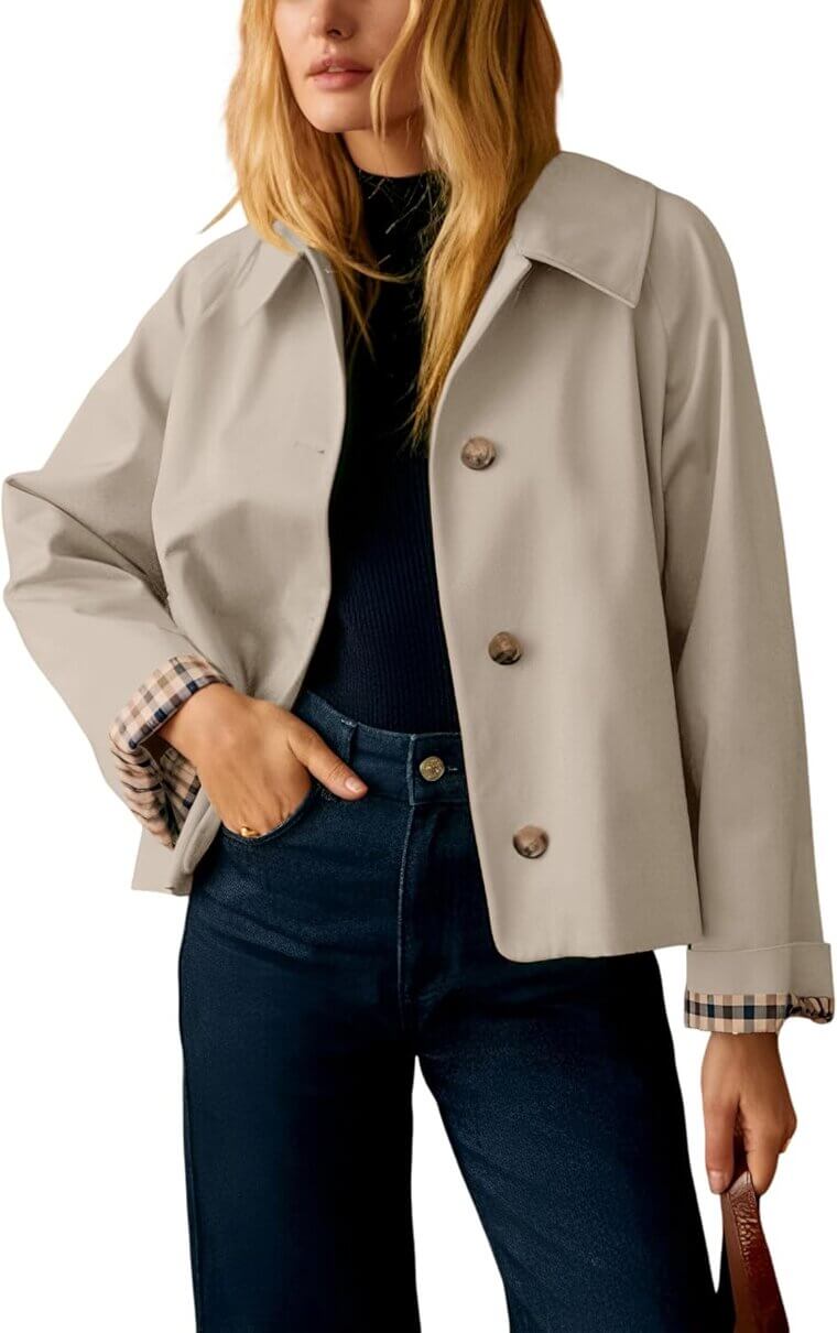 Cropped Trench Coat - Stylish, Versatile, and Oversized for Effortless Elegance - Now 20% Off!