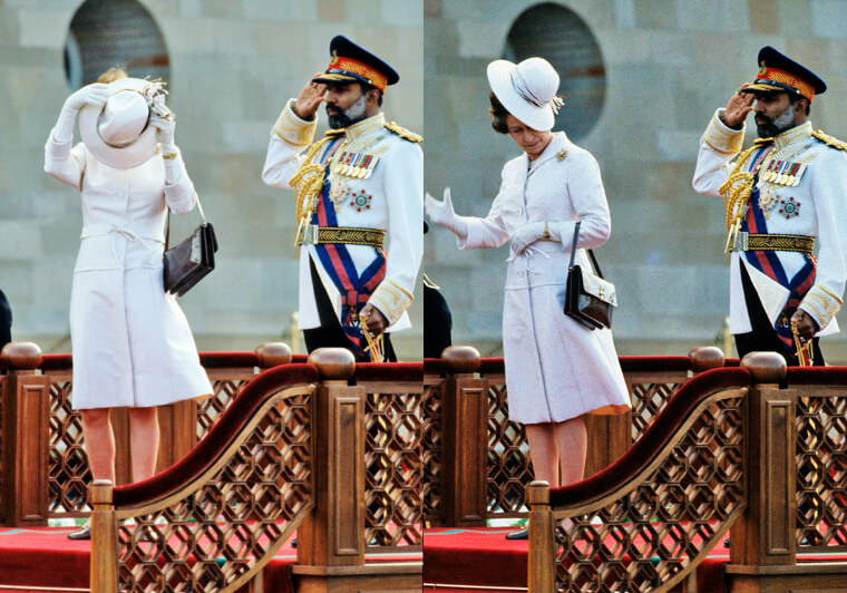 Der Wind hat den Hut der Königin an diesem Tag nicht gut geheißen