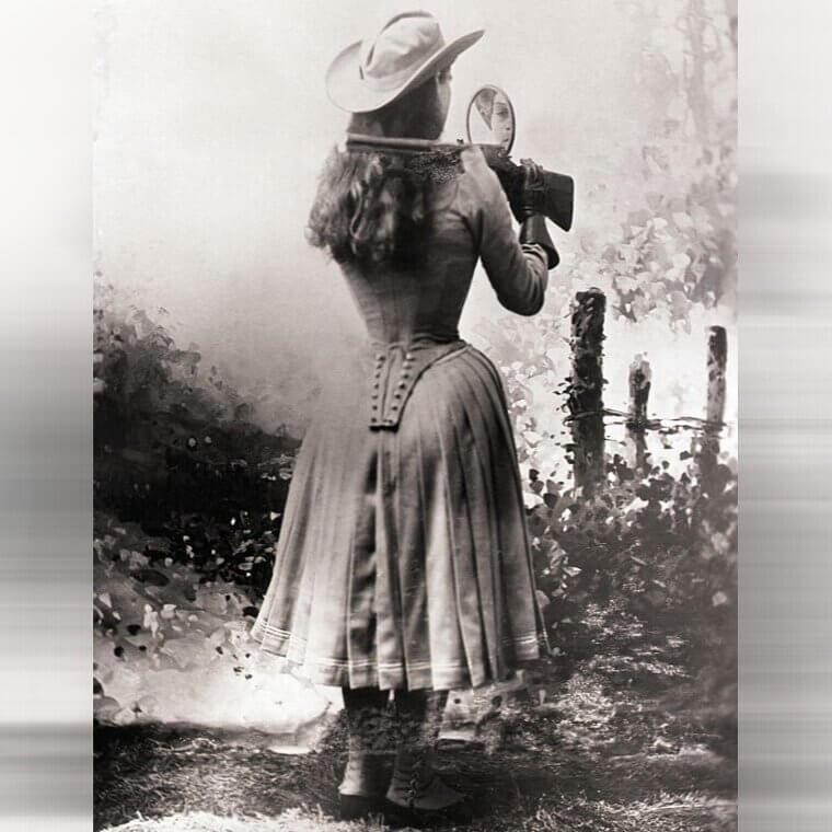 The Famous Annie Oakley Shooting Backwards