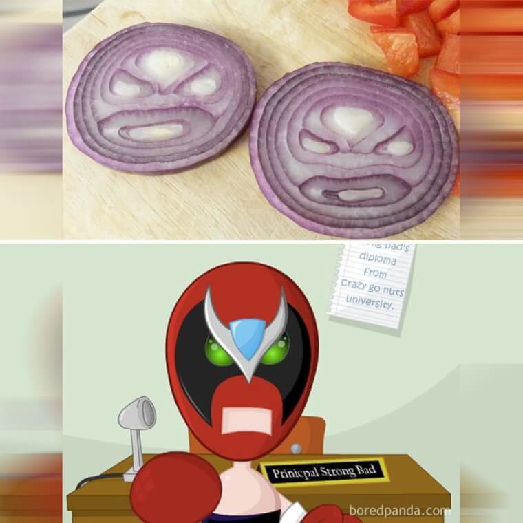 Onion Pieces That Look Like Strong Bad