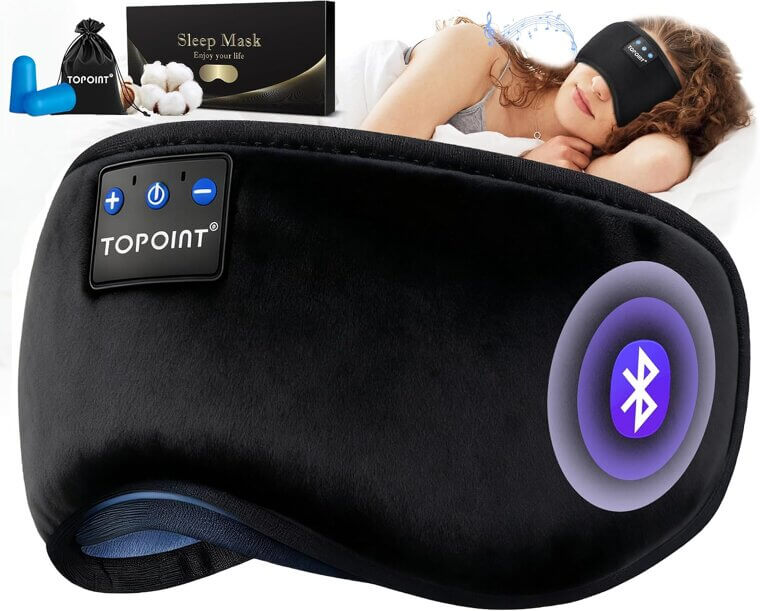 TOPOINT Sleep Mask - Bluetooth Headphones for Restful Nights - Now 36% Off!