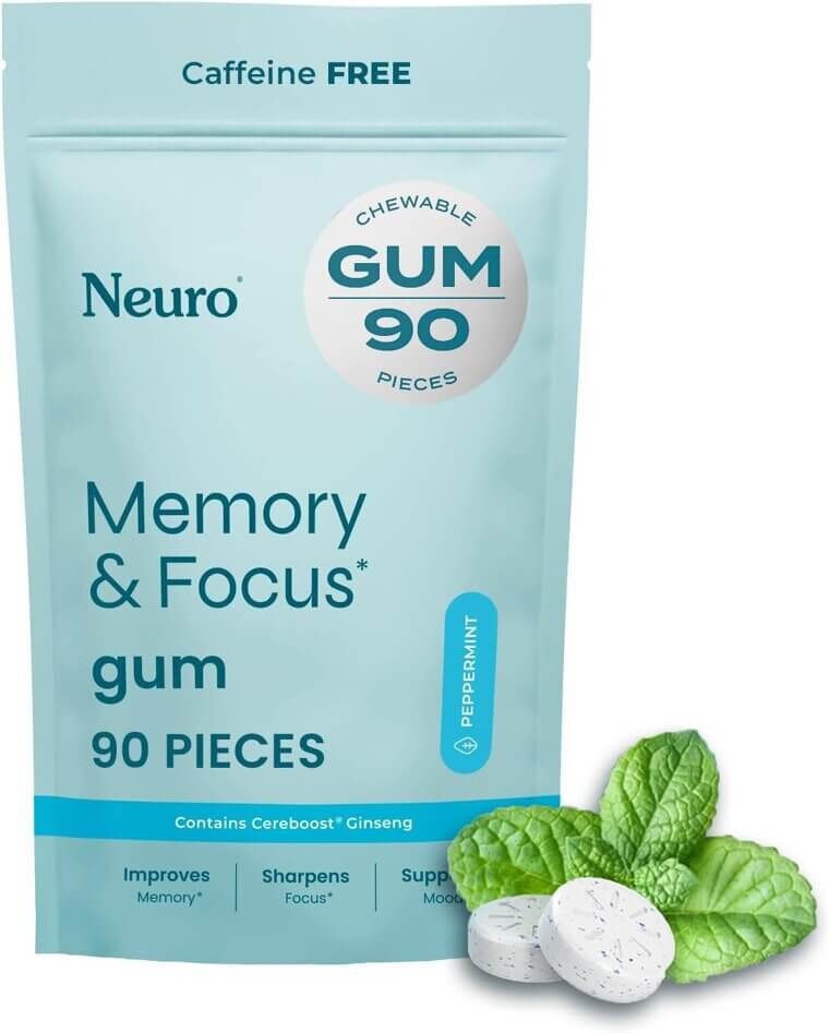 Neuro Memory Gum - Boost Focus & Clarity, Caffeine-Free - Don’t Miss the 20% Discount!